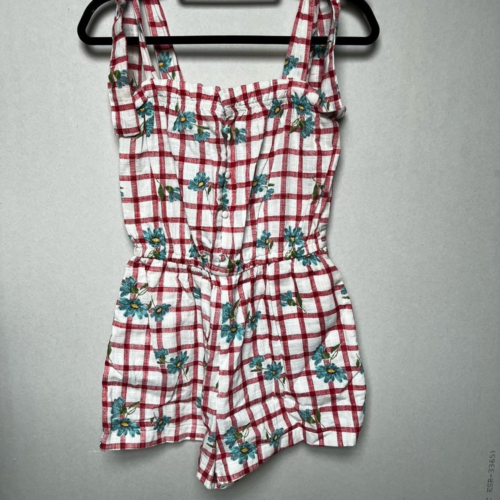 Red and White Plaid Romper